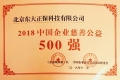 正保遠程教育榮獲“2018中國企業慈善公益500強”